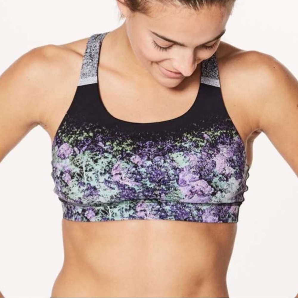 Lululemon Energy Bra (Nulux) Size 4 Vivid Vision Energy Bra Black Multicolor